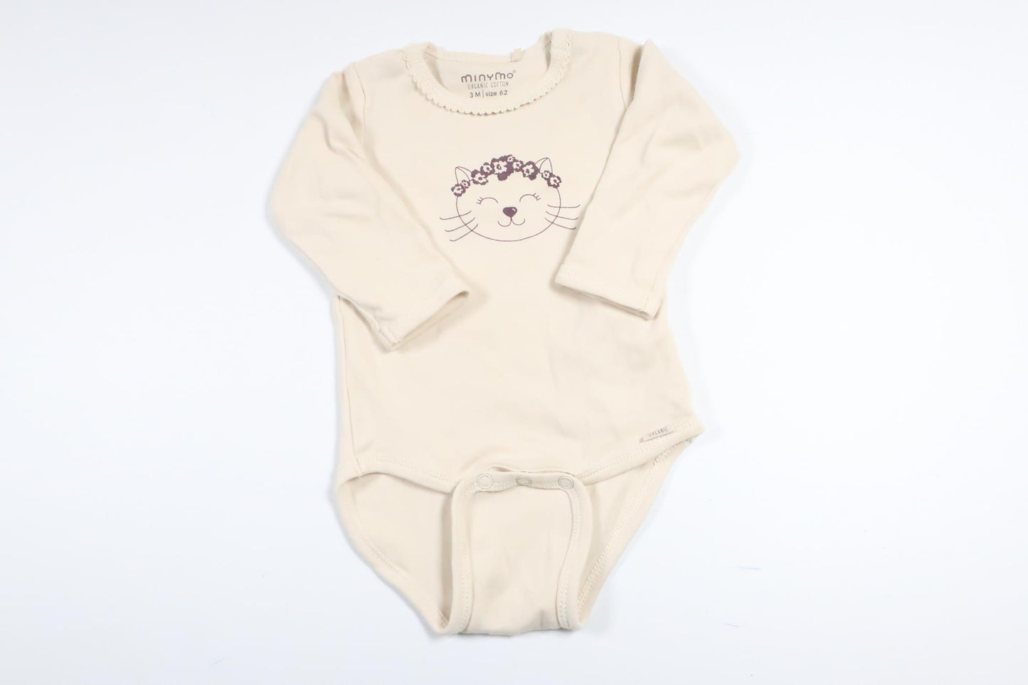 Beige långärmad body från Minymo i storlek 62