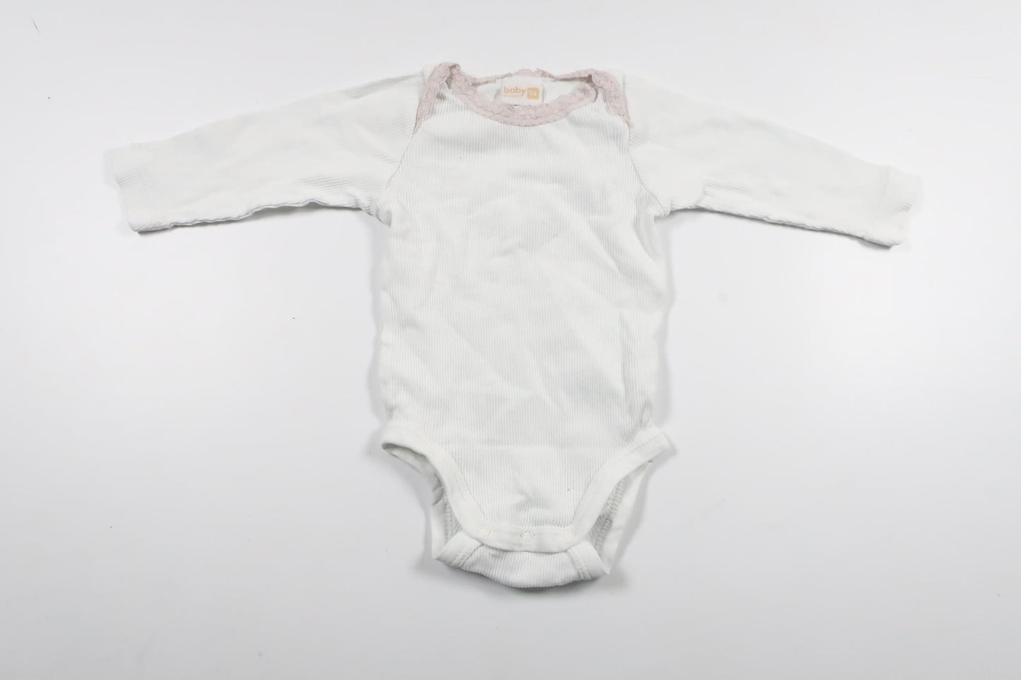 Ribbad body från Lindex - Storlek 56 - Vit