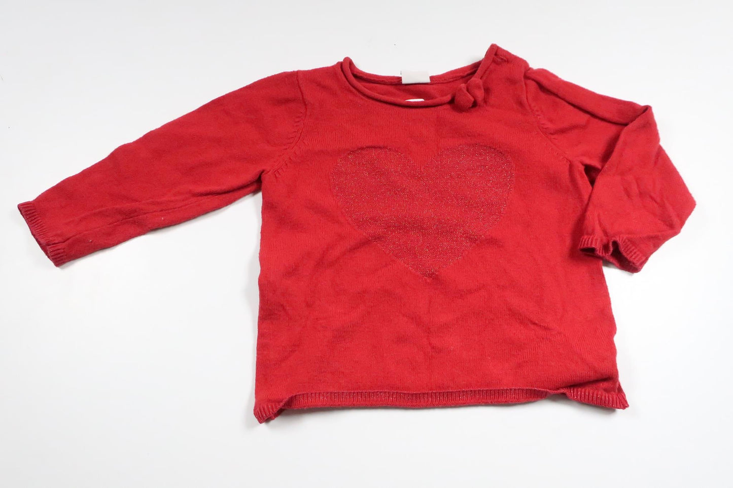 Stickad tröja med hjärta från H&M - Storlek 74 - Röd