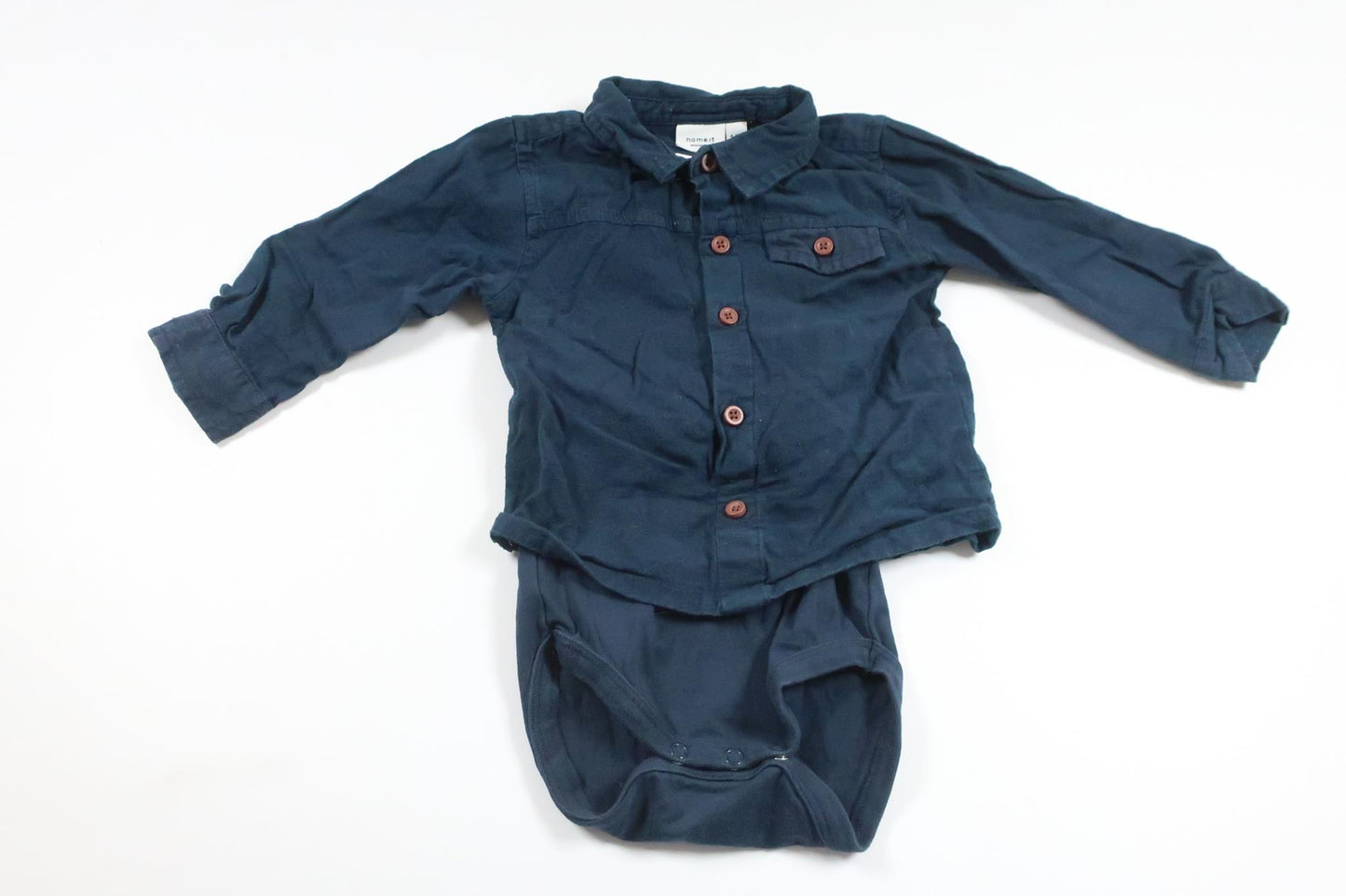 Tröja med inbyggd body från Name It - Storlek 68 - Marinblå