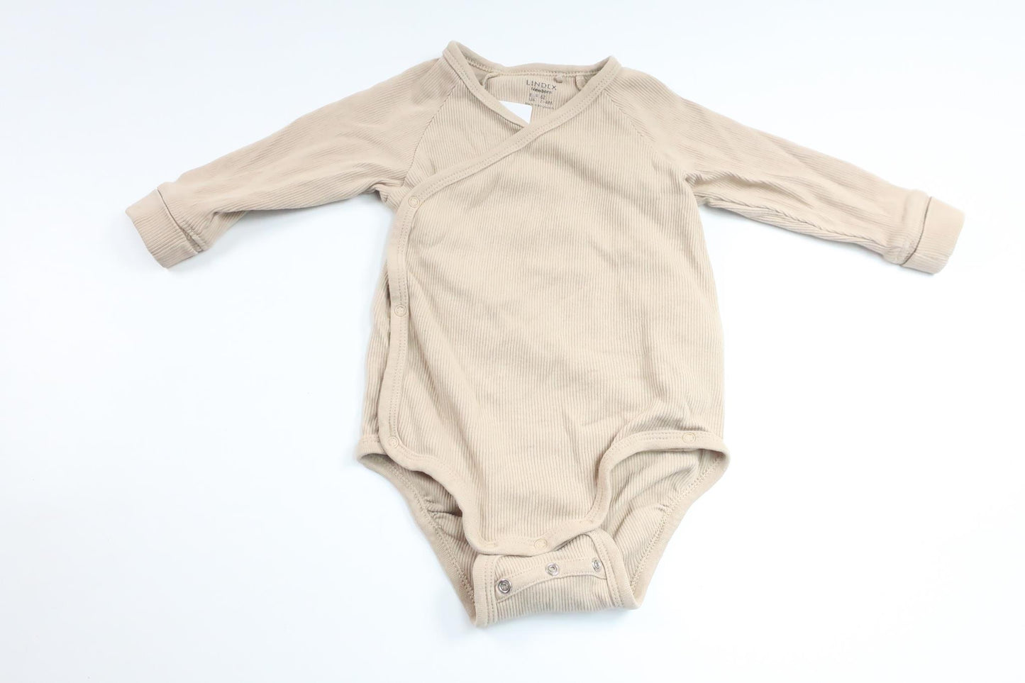 Ribbad omlottbody från Lindex - Storlek 62 - Beige