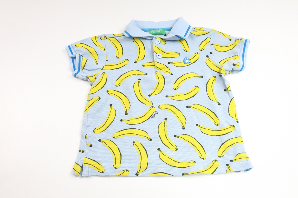 Pikétröja med bananer från United Colors of Benetton - Storlek 98/104 - Blå