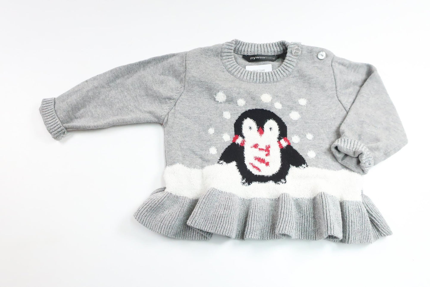 Stickad tröja med julmotiv från My Wear Baby - Storlek 74 - Grå