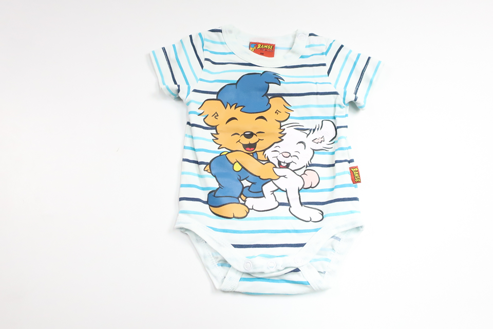 Randig body från Bamse by Lindex - Storlek 56 - Vit