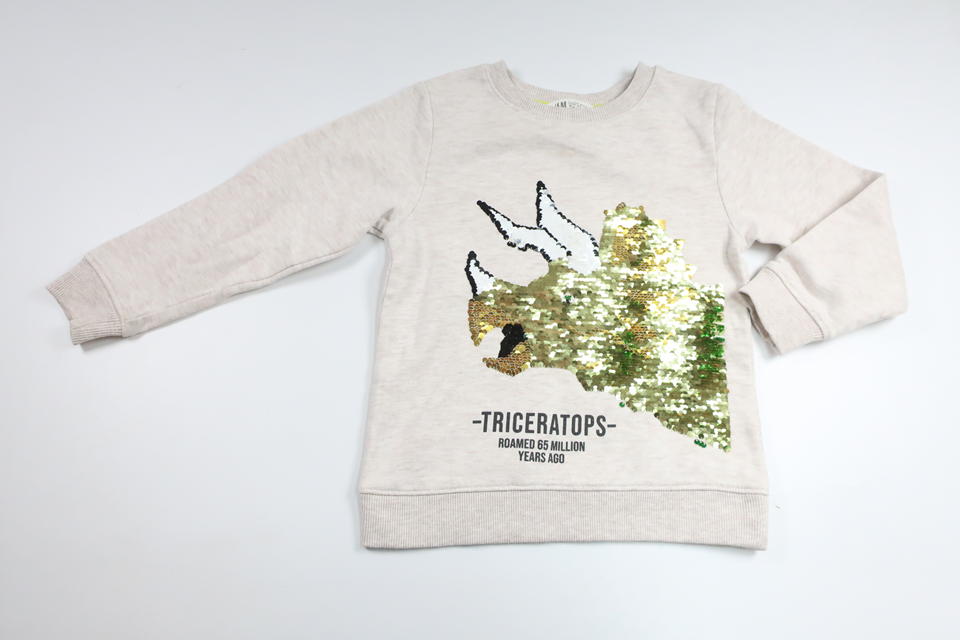 Sweatshirt med vändbara paljetter från H&M - Storlek 110/116 - Benvit