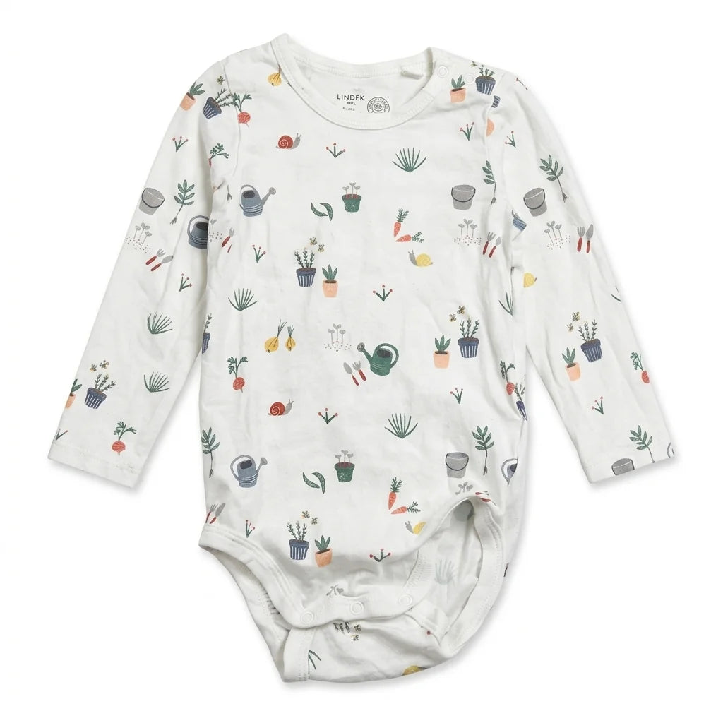 Blommig body från Lindex - Storlek 74 - Vit