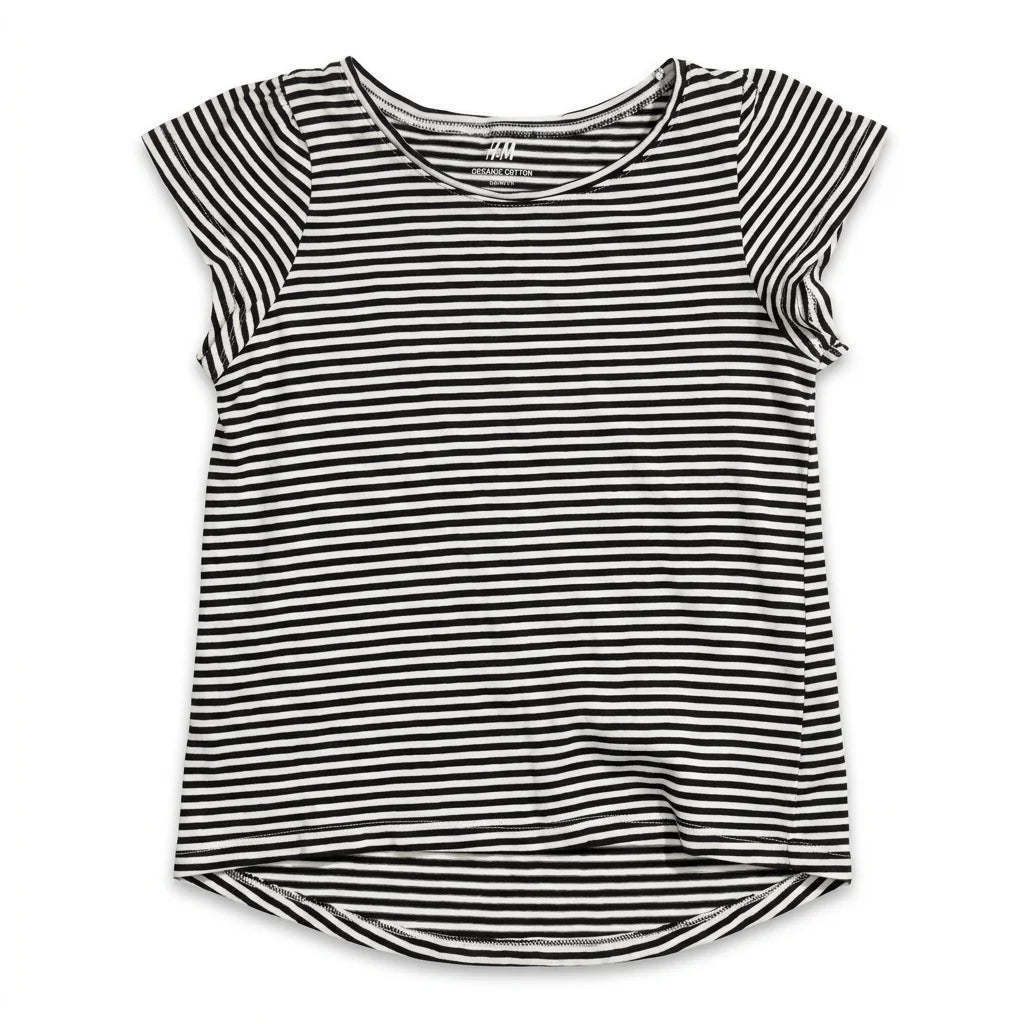 Randig t-shirt från H&M - Storlek 122/128 - Vit