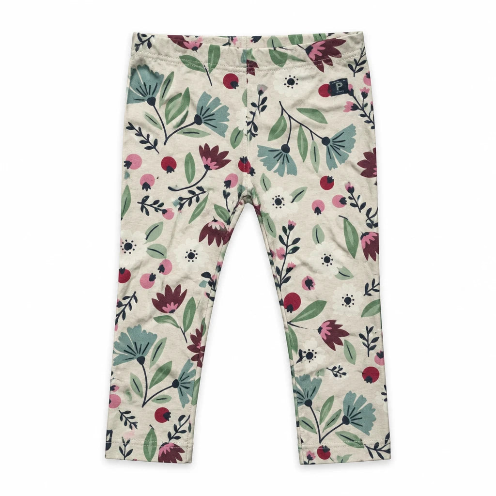 Blommiga leggings från Polarn o. Pyret - Storlek 86 - Benvit