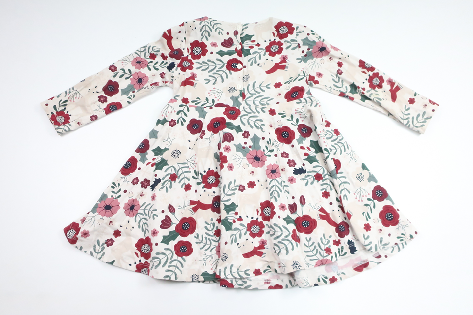 Blommig snurrklänning från Polarn o. Pyret - Storlek 98 - Benvit