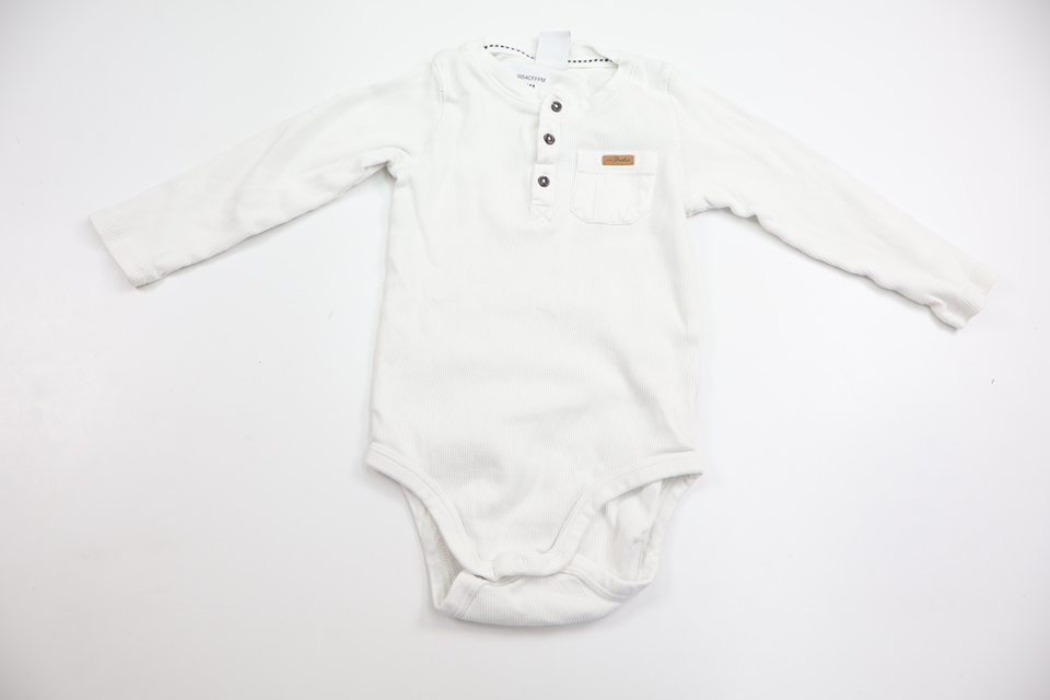 Ribbad body från Lindex - Storlek 86 - Vit