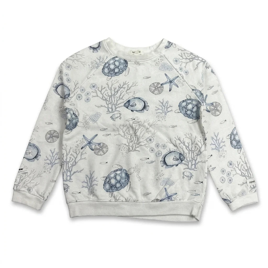 Djurmönstrad sweatshirt från Newbie - Storlek 92 - Vit