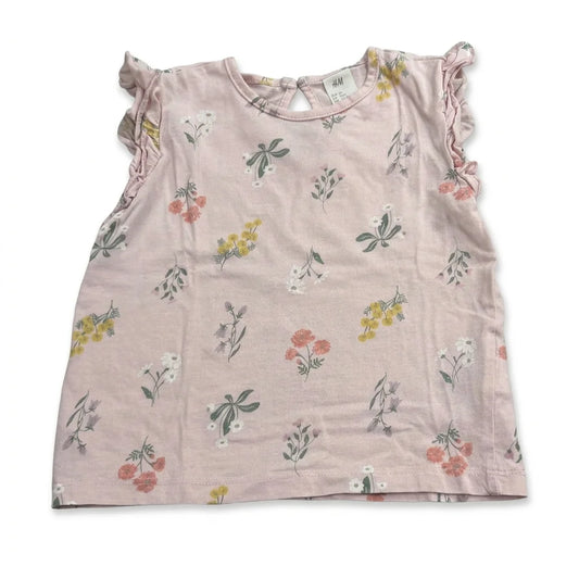 Blommig t-shirt från H&M - Storlek 86 - Rosa