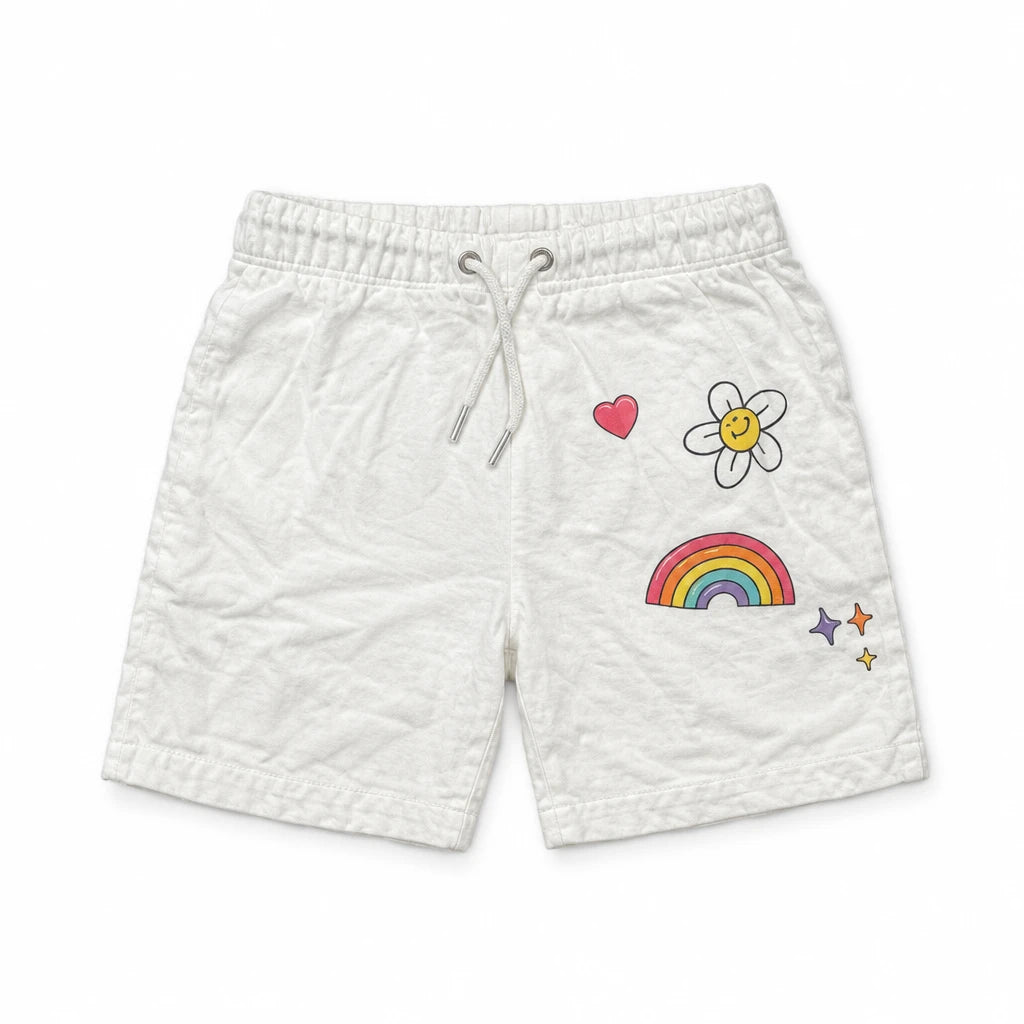 Shorts med tryck från aicon - Storlek 128 - Vit