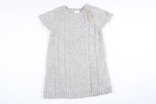 Grå stickad klänning från H&M i storlek 74