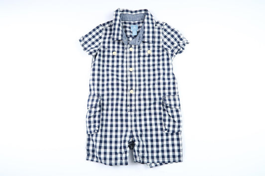 Rutig kortärmad jumpsuit från Baby GAP i storlek 80 (12-18M)