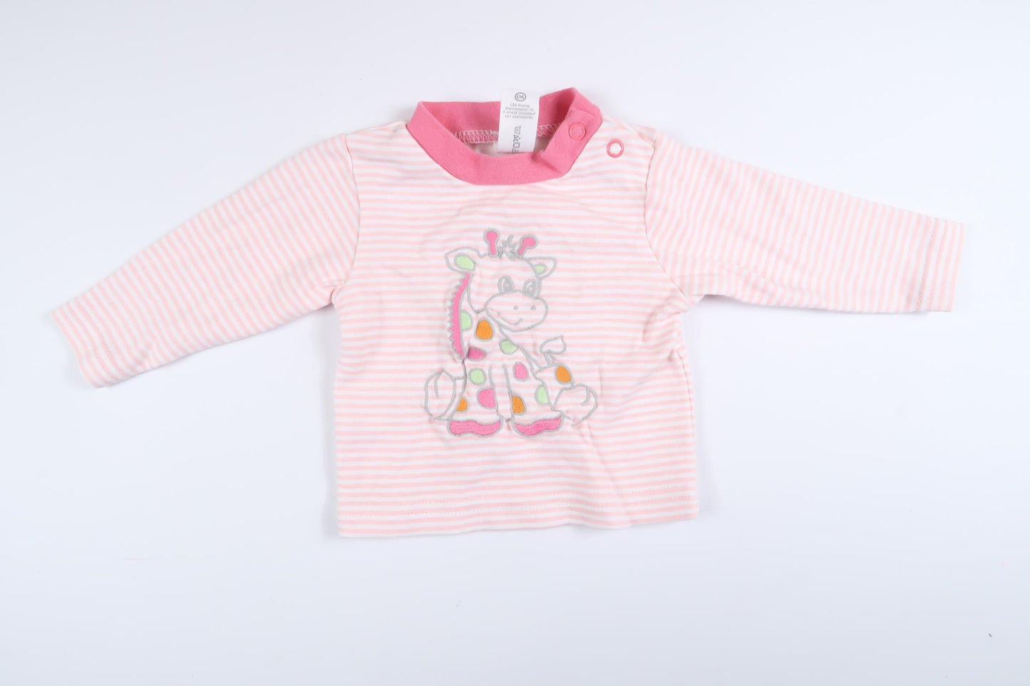 Rosa randig långrämad tröja från Baby Club by C&A i storlek 56