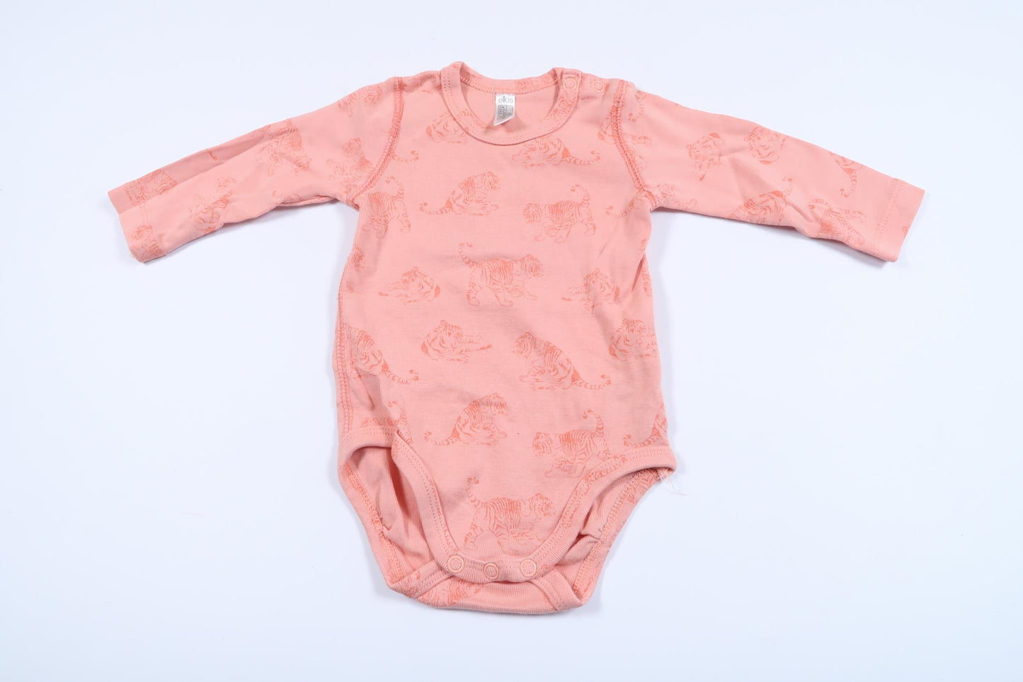 Rosa långärmad body med tigrar från Ellos i storlek 62