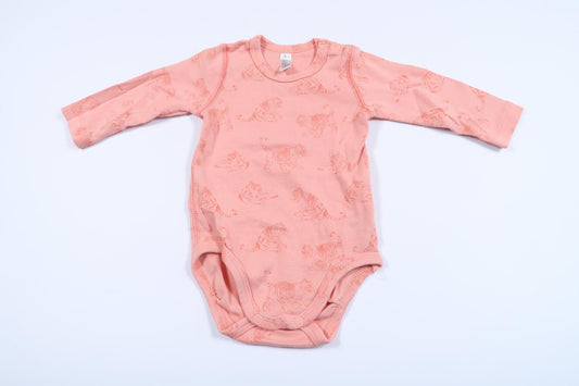 Rosa långärmad body med tigrar från Ellos i storlek 62