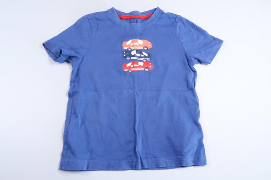 Blå kortärmad tröja med bilar från Lupilu i storlek 98/104