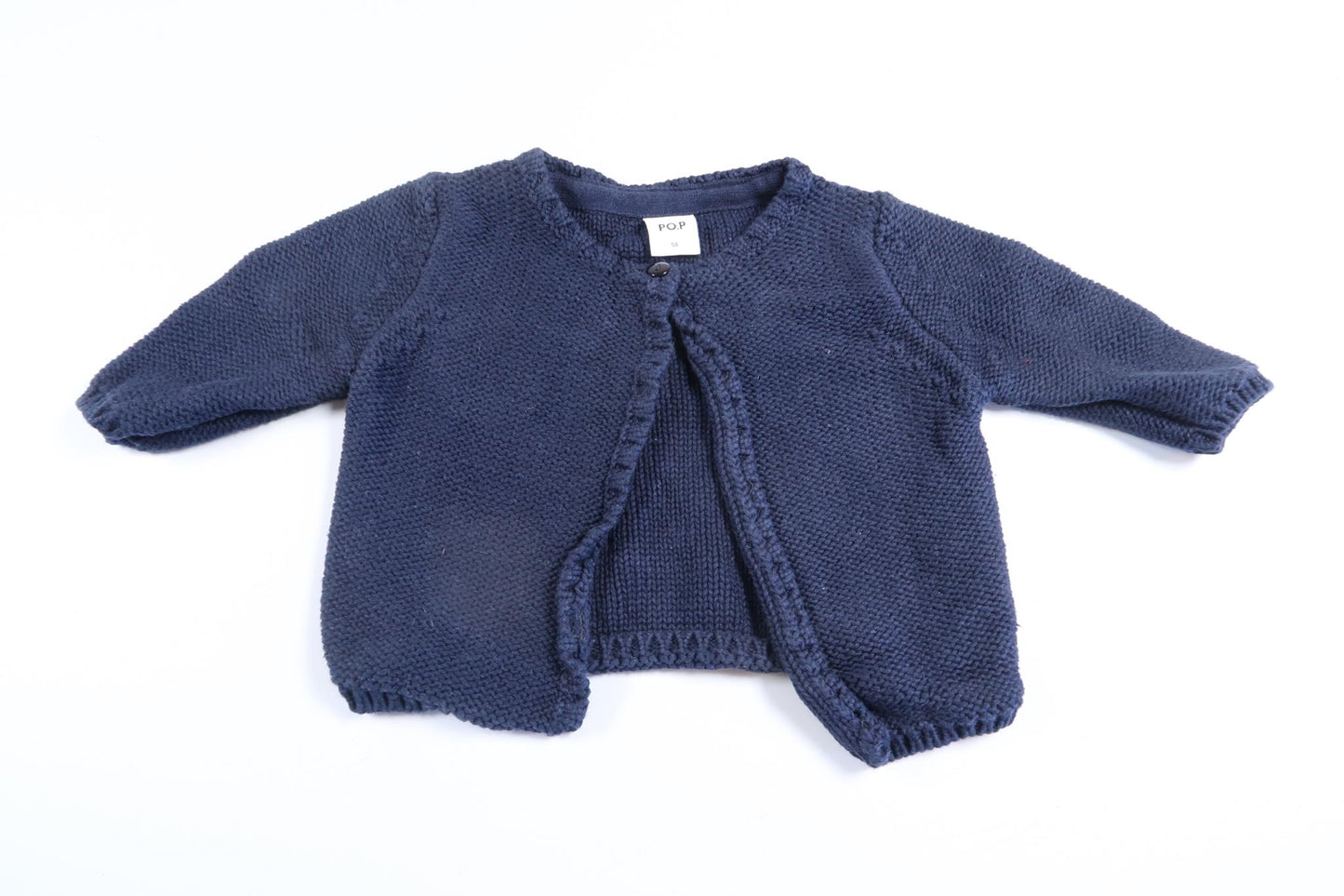 Marinblå stickad kofta från PO.P i storlek 56