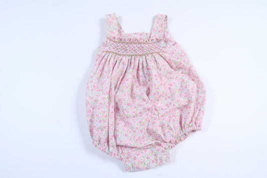 Rosa blommig linnebody från Edgehill i storlek 62, (6M)