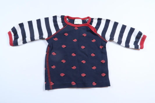 Marinblå långärmad tröja med nyckelpigor från Kappahl i storlek 62