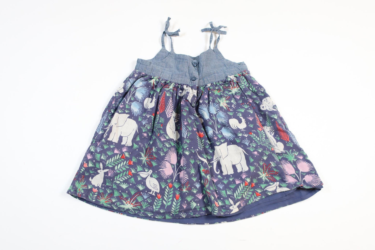 Blå klänning med skogsmotiv från Baby GAP i storlek 80