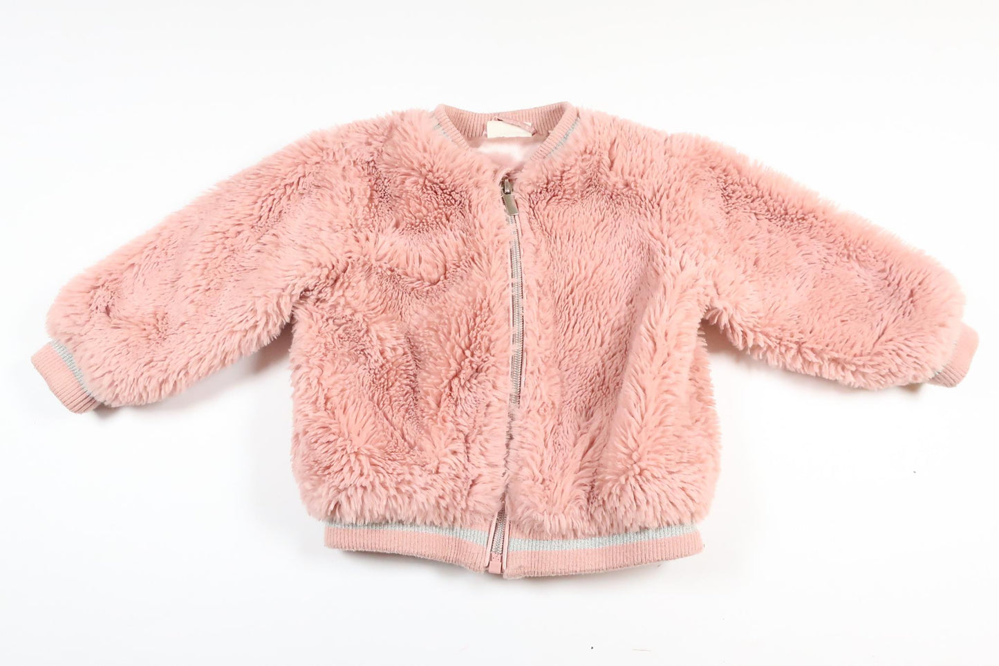 Rosa jacka i fuskpäls från Kappahl i storlek 74