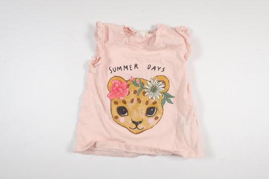 Rosa kortärmad tröja med leopard från H&M i storlek 68