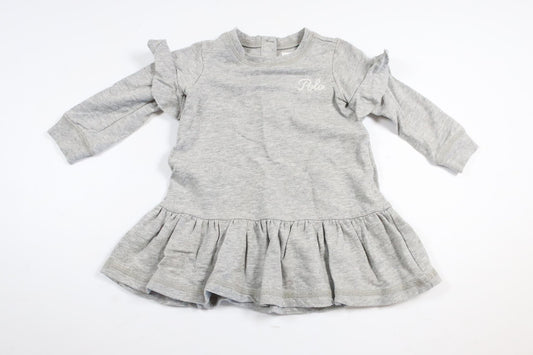 Grå långärmad klänning från Ralph Lauren i storlek 6M