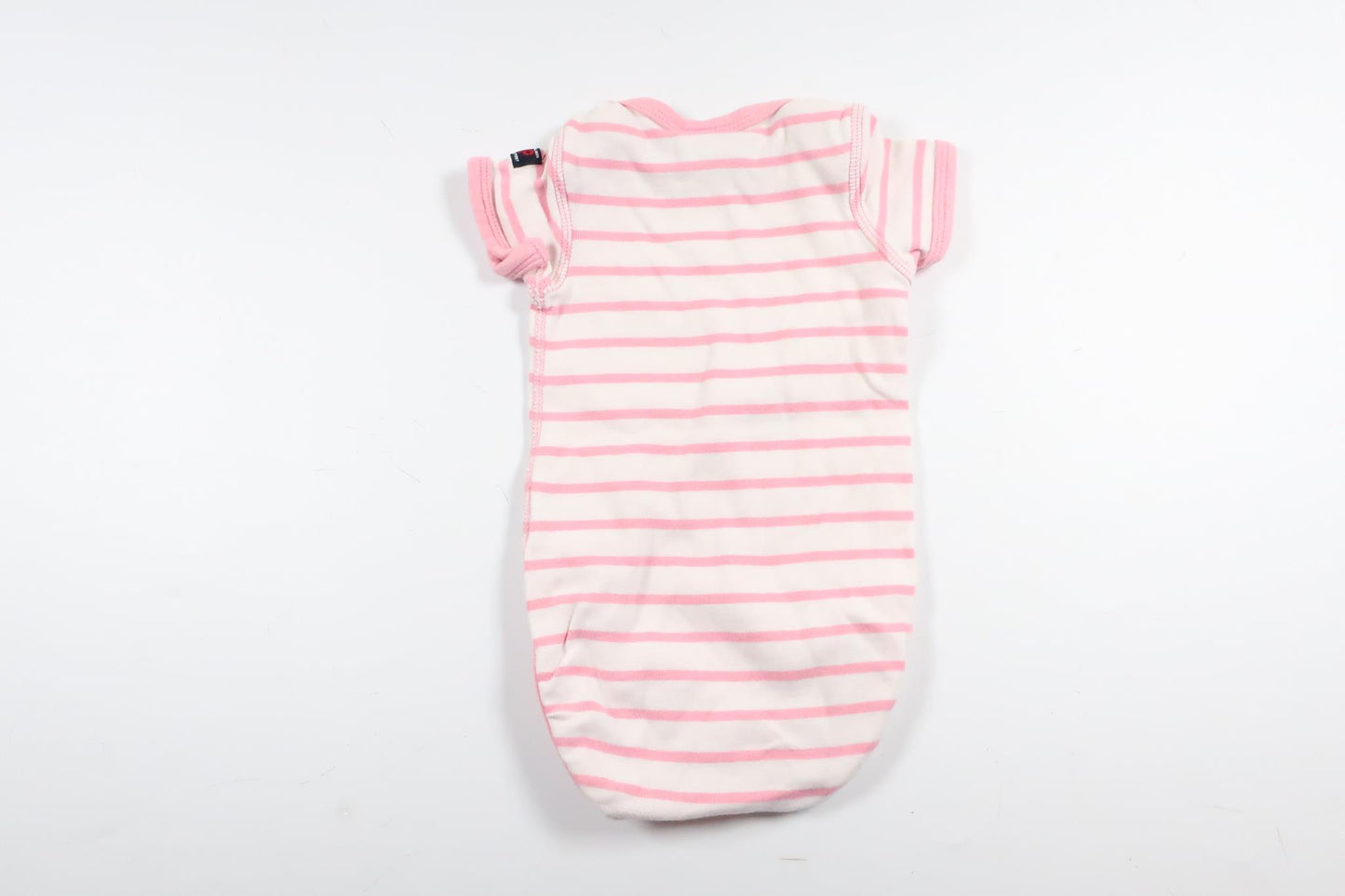 Pink and white striped short-sleeved bodysuit from Polarn O. Pyret in size 56