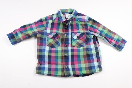 Rutig långärmad skjorta från Polarn o. Pyret i storlek 68