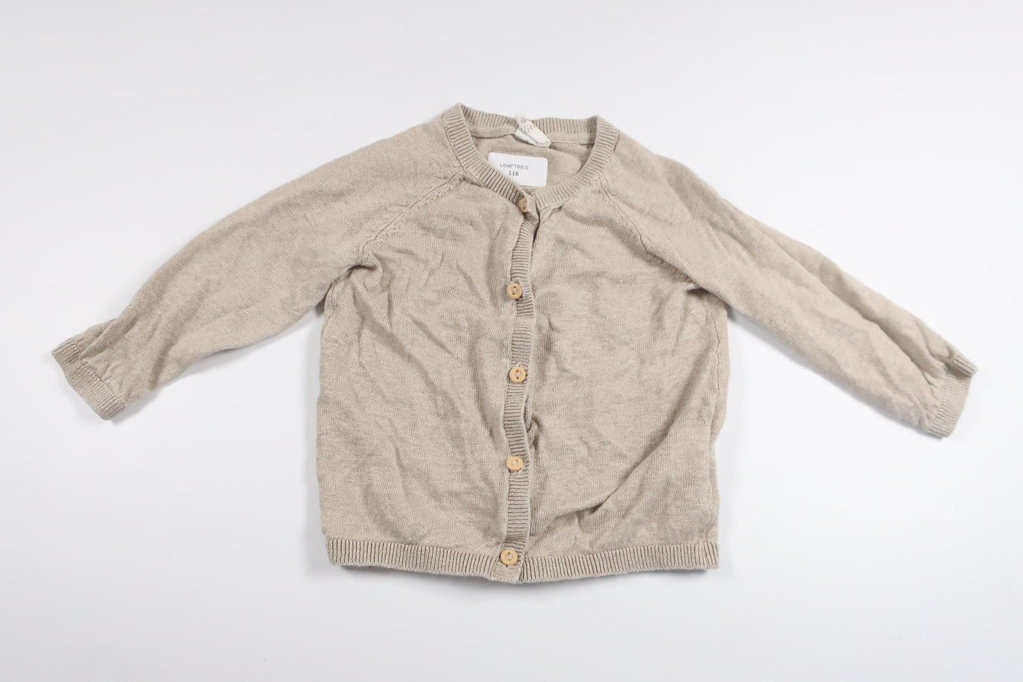 Stickad kofta i 100% lin från H&M - Storlek 74 - Beige