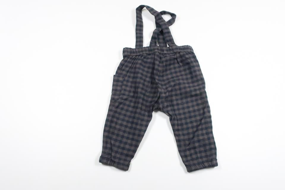 Rutiga hängselbyxor från H&M - Storlek 74 - Brun