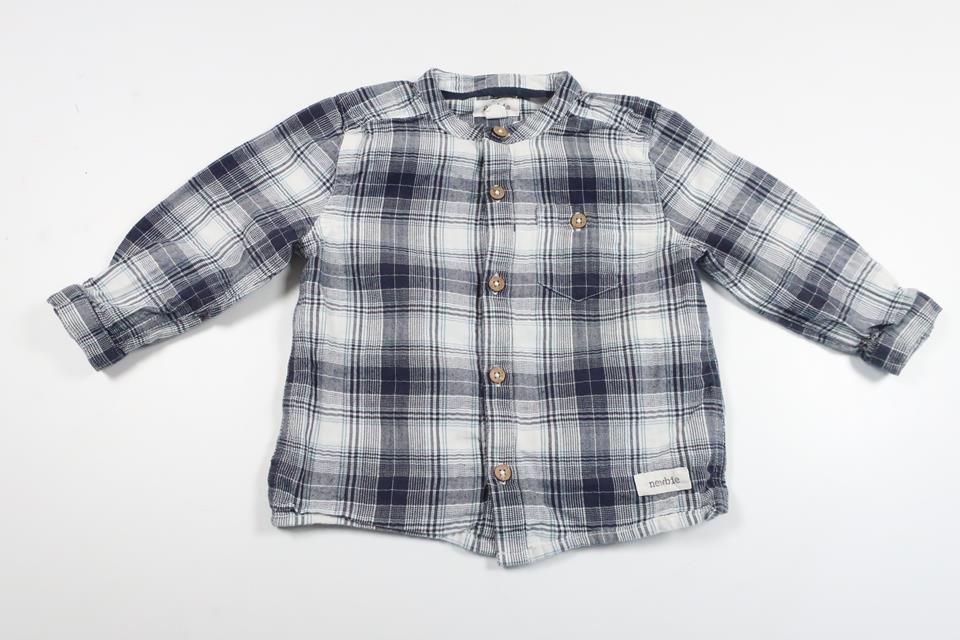 Rutig skjorta från Newbie - Storlek 74 - Marinblå