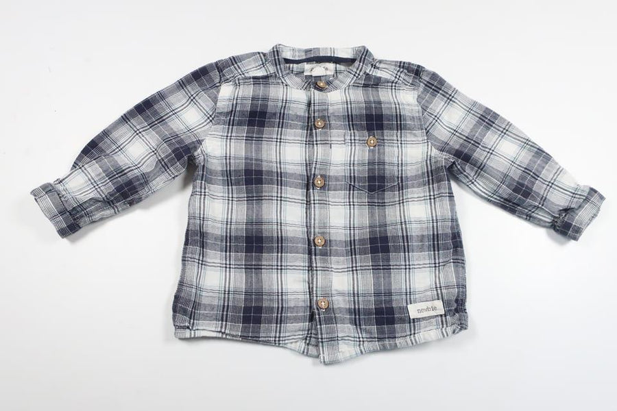 Rutig skjorta från Newbie - Storlek 74 - Marinblå