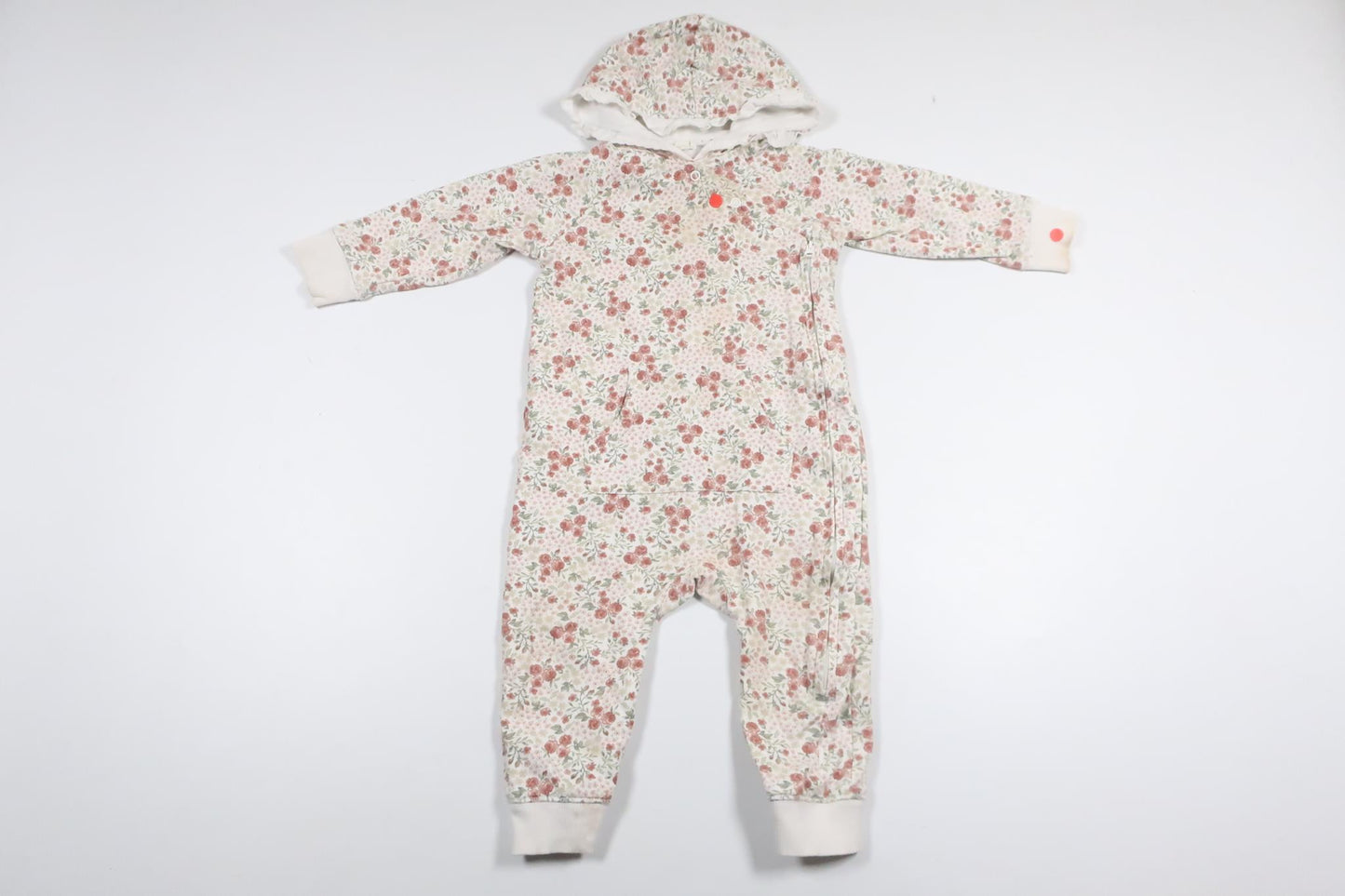 Blommig overall från Newbie - Storlek 80 - Vit