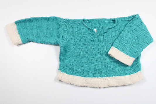 Handstickad tröja från Okänt - Storlek 68/74 - Blå