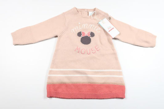 Stickad klänning med Disney motiv från Disney - Storlek 68/74 - Beige