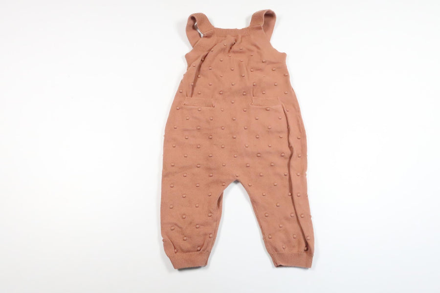 Stickade hängselbyxor med prickar från H&M - Storlek 68 - Brun