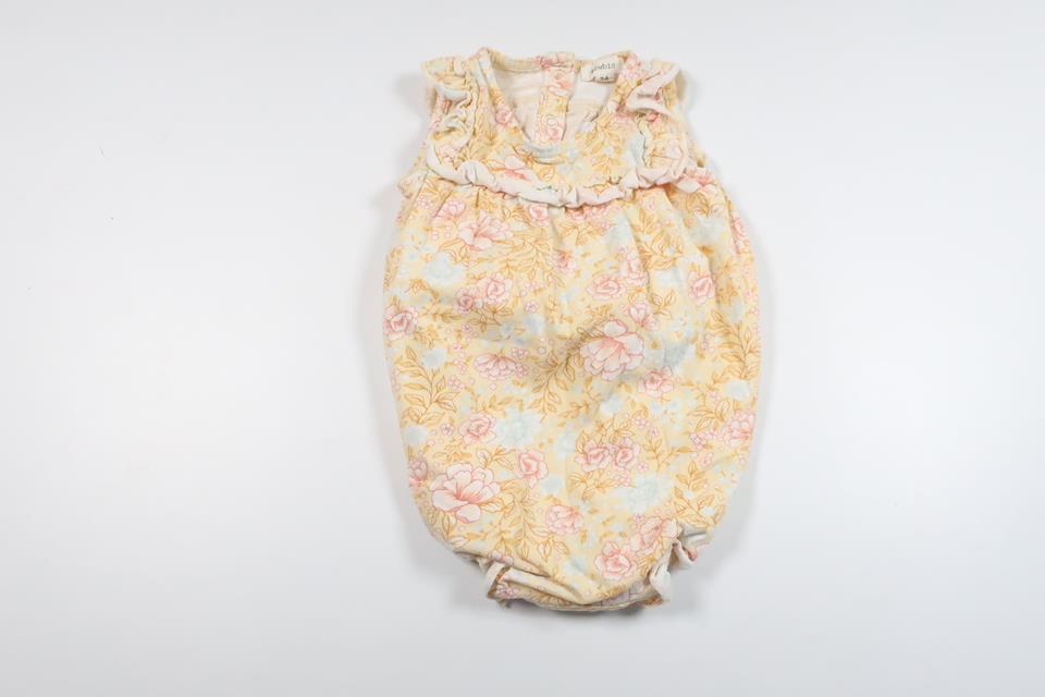 Blommig body från Newbie - Storlek 74 - Gul