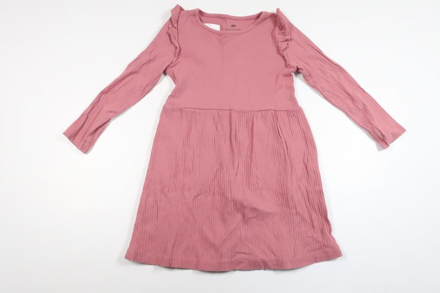 Ribbad klänning från H&M - Storlek 98/104 - Rosa