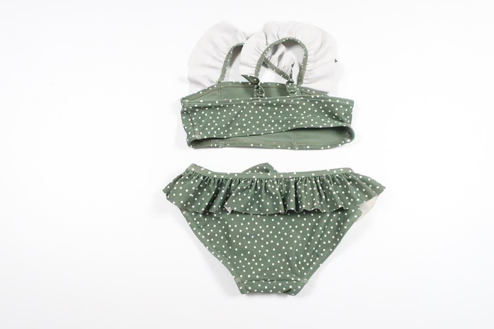 Tvådelad bikini med prickar och volang från Okänt - Storlek 98/104 - Grön