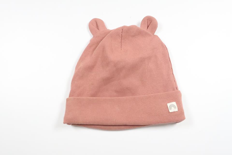 Ribbad mössa med öron från Lindex - Storlek 74/80 - Rosa