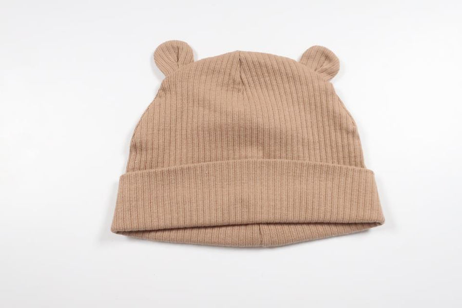Ribbad mössa med öron från Okänt - Storlek 62 - Beige