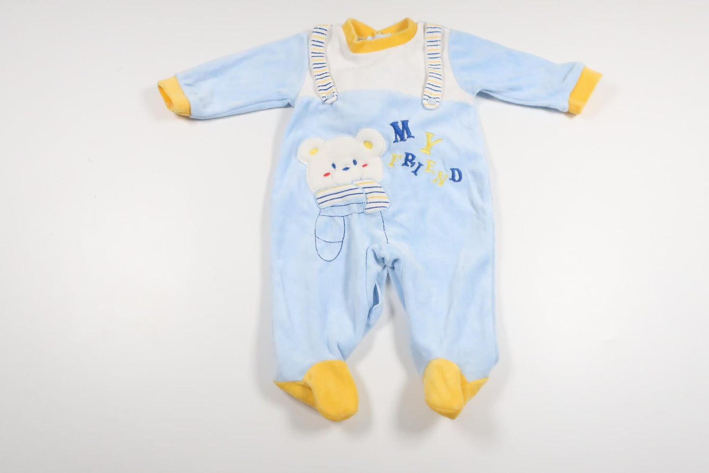 Jumpsuit/Overall i fleece med matchande mössa från Okänt - Storlek 68 - Blå