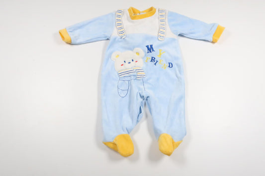 Jumpsuit/Overall i fleece med matchande mössa från Okänt - Storlek 68 - Blå