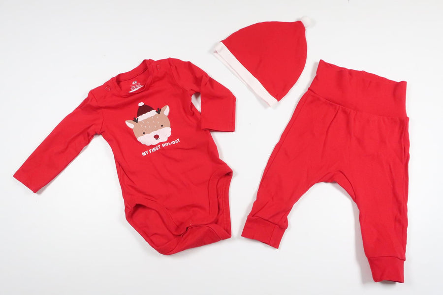 Set med julmotiv från H&M - Storlek 62 - Röd