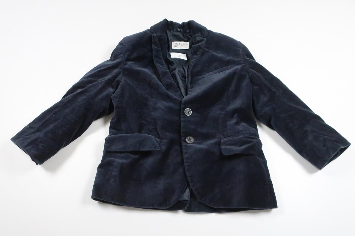 Kavaj i velour från H&M - Storlek 104 - Marinblå