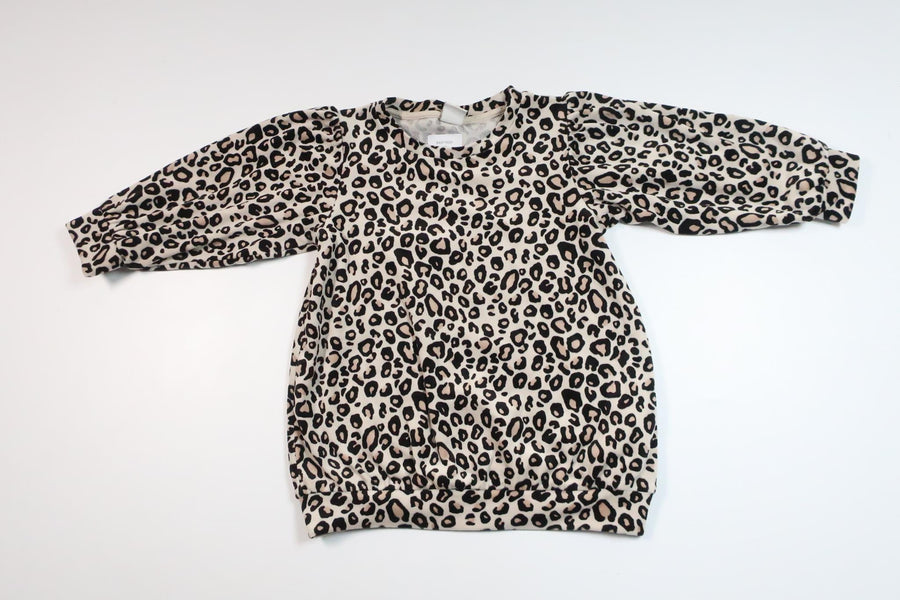 Leopardmönstrad klänning i velour från Lindex - Storlek 92 - Benvit
